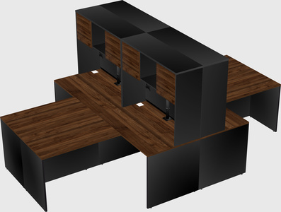 Quad l-shaped office desks