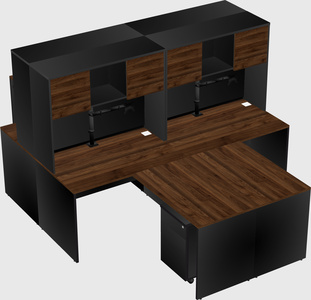 Quad l-shaped office desks