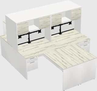 Quad l-shaped office desks
