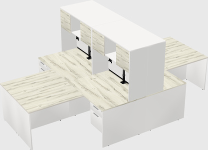 Quad l-shaped office desks