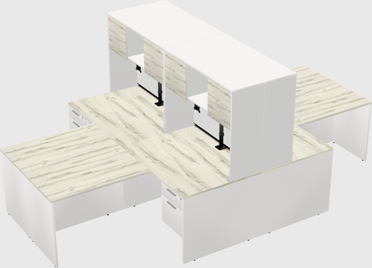 Quad l-shaped office desks