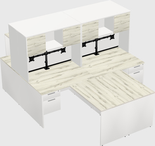 Quad l-shaped office desks