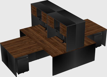 Quad l-shaped office desks
