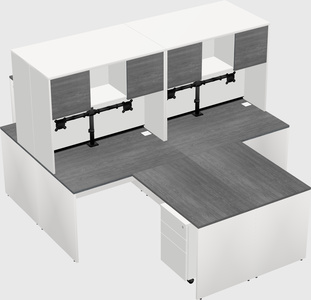 Quad l-shaped office desks