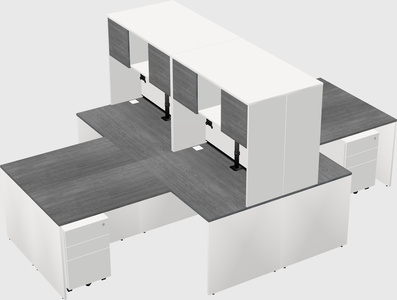 Quad l-shaped office desks