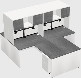 Quad l-shaped office desks