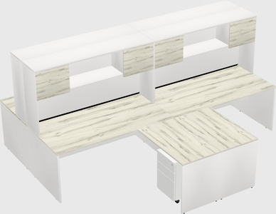 Bureaux de bureau quadruples en forme de l