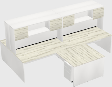 Quad l-shaped office desks