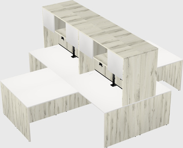 Quad l-shaped office desks