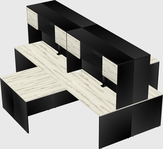 Quad l-shaped office desks