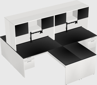 Quad l-shaped office desks