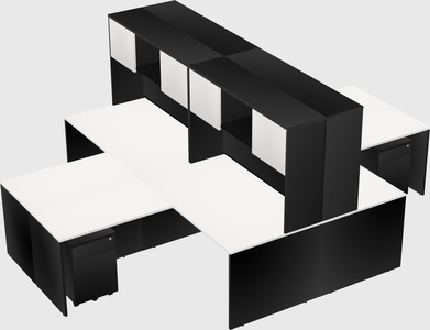 Quad l-shaped office desks