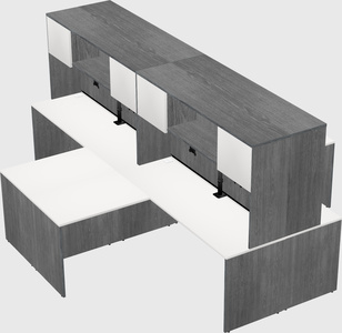 Quad l-shaped office desks