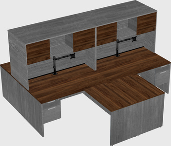 Quad l-shaped office desks