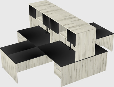 Quad l-shaped office desks