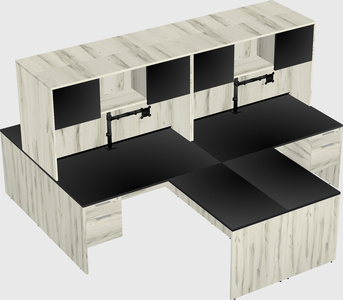 Quad l-shaped office desks