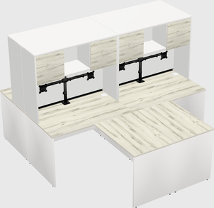 Quad l-shaped office desks