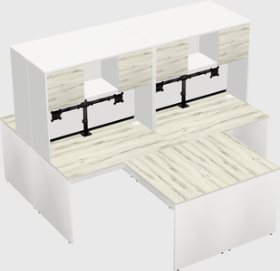 Quad l-shaped office desks