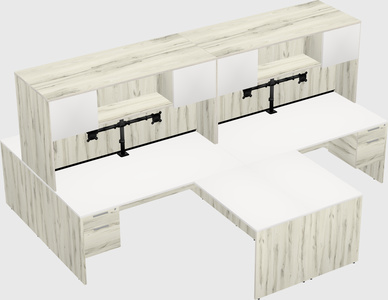 Quad l-shaped office desks