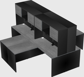 Quad l-shaped office desks