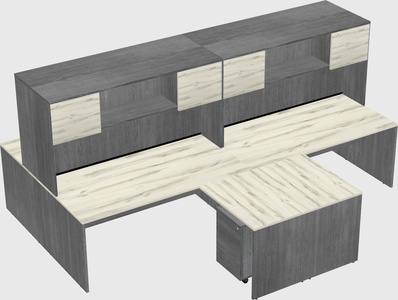 Quad l-shaped office desks