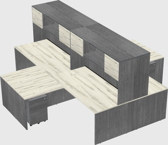 Quad l-shaped office desks