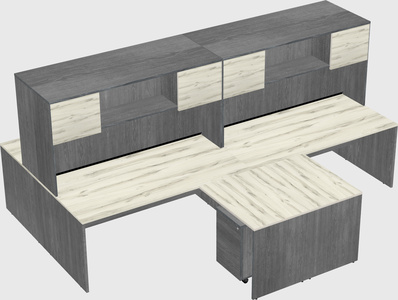 Quad l-shaped office desks