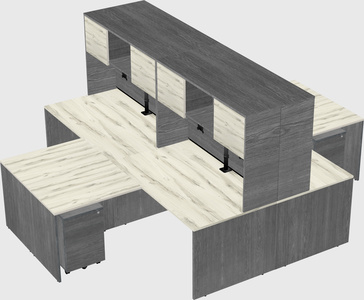 Quad l-shaped office desks