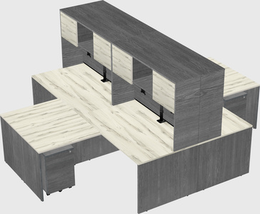 Quad l-shaped office desks