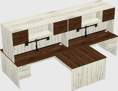 Quad l-shaped office desks