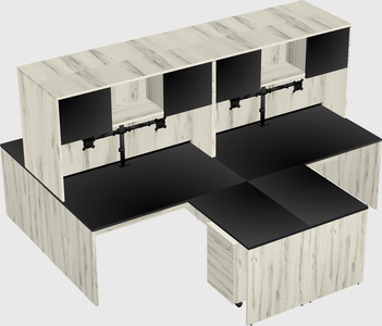 Quad l-shaped office desks