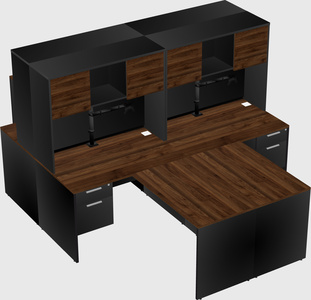 Quad l-shaped office desks