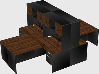 Quad l-shaped office desks