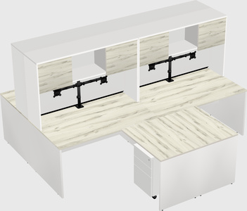 Quad l-shaped office desks
