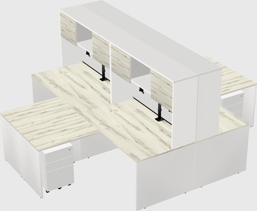 Quad l-shaped office desks