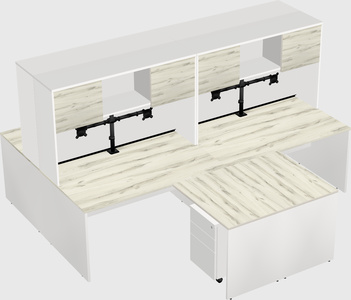 Quad l-shaped office desks