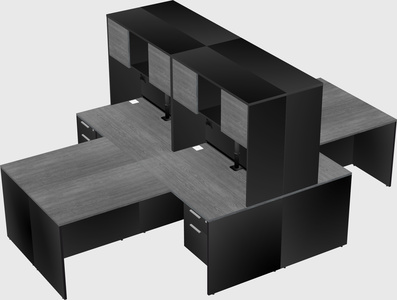 Quad l-shaped office desks