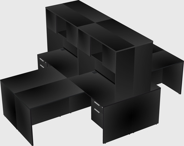 Quad l-shaped office desks