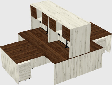 Quad l-shaped office desks
