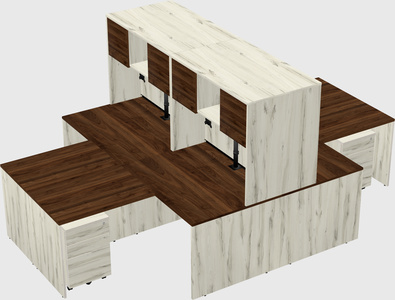Quad l-shaped office desks