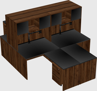Quad l-shaped office desks