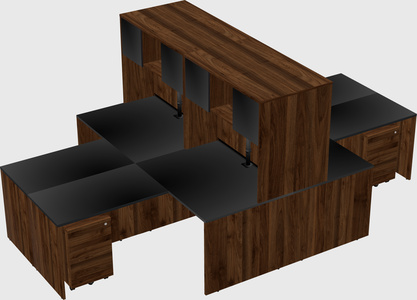 Quad l-shaped office desks