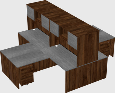 Quad l-shaped office desks