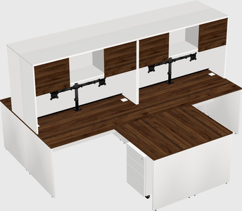 Quad l-shaped office desks
