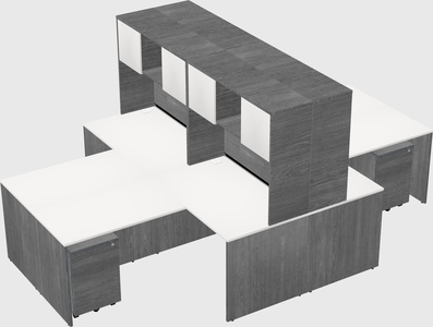 Quad l-shaped office desks