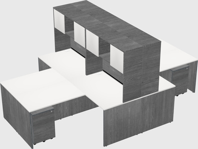 Quad l-shaped office desks