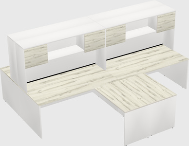 Quad l-shaped office desks