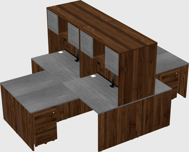 Quad l-shaped office desks