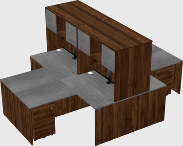 Quad l-shaped office desks