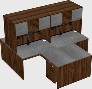 Quad l-shaped office desks